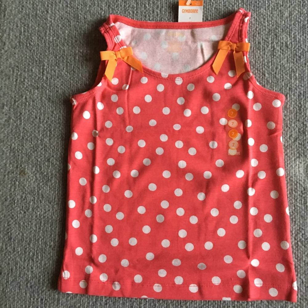 Cactus Rose Polka Dot Bow Trim Tank